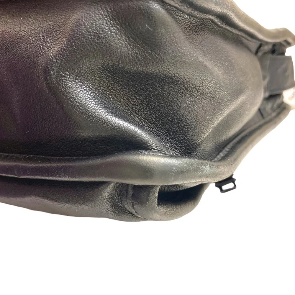 Tumi black leather vintage messenger bag